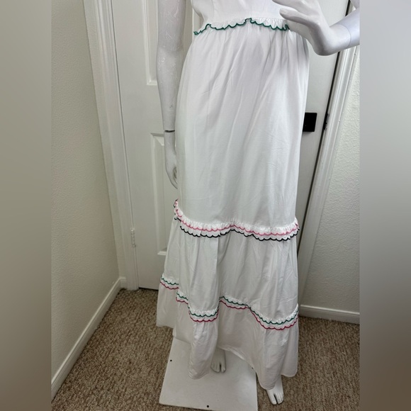 Loft RAINBOW RUFFLE STRAPPY TIERED MAXI DRESS Large #142 - Picture 5 of 13